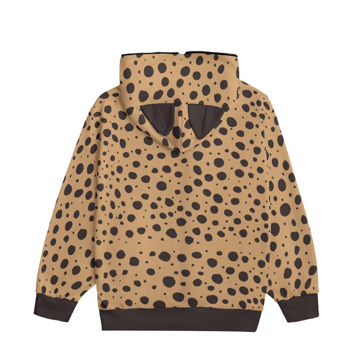 Adult Cheetah Print/ Cheetah Ears Unisex Pullover Hoodie With Zipper Closure