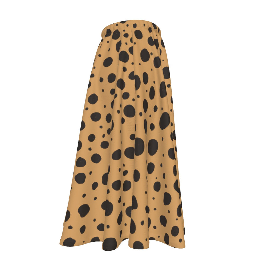 Cheetah Print Women's Long Maxi Skirt With Pockets