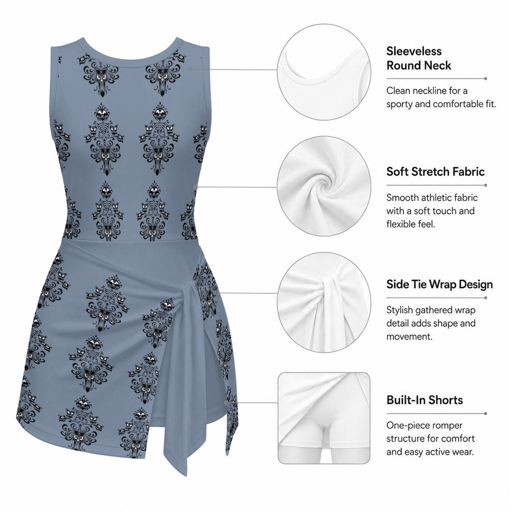 Haunted Baroque Wallpaper Sports Romper with shorts