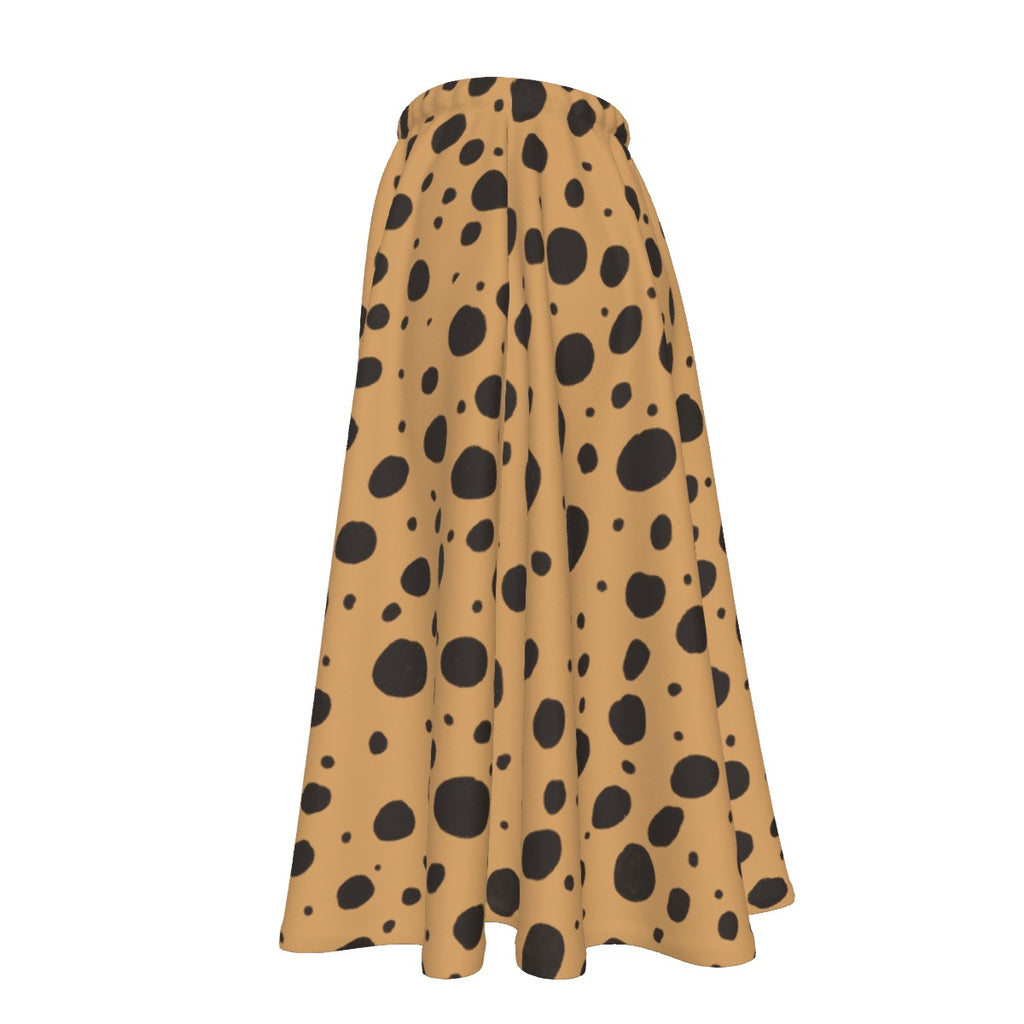 Cheetah Print Women's Long Maxi Skirt With Pockets