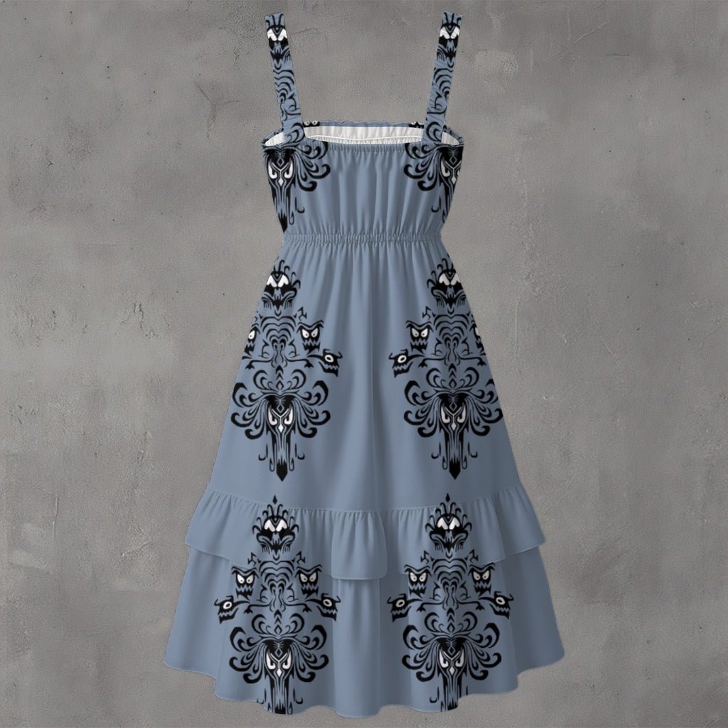 Adult Haunted Wallpaper Ruffle Hem Dress