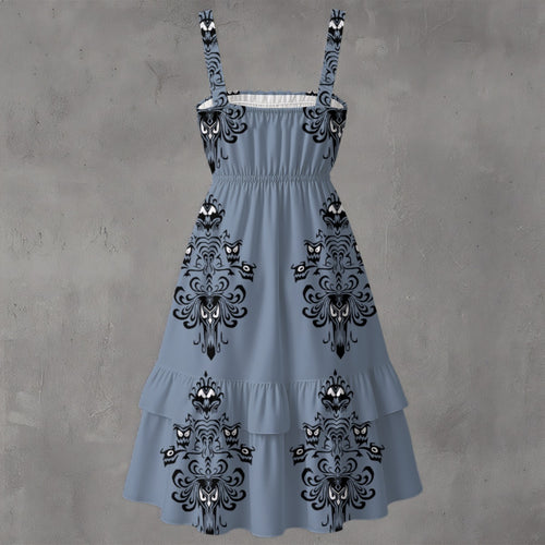 Adult Haunted Wallpaper Ruffle Hem Dress