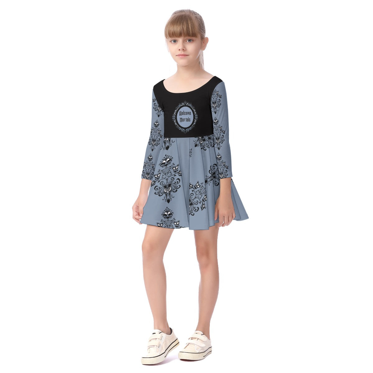 All-Over Print Long Sleeve Dress